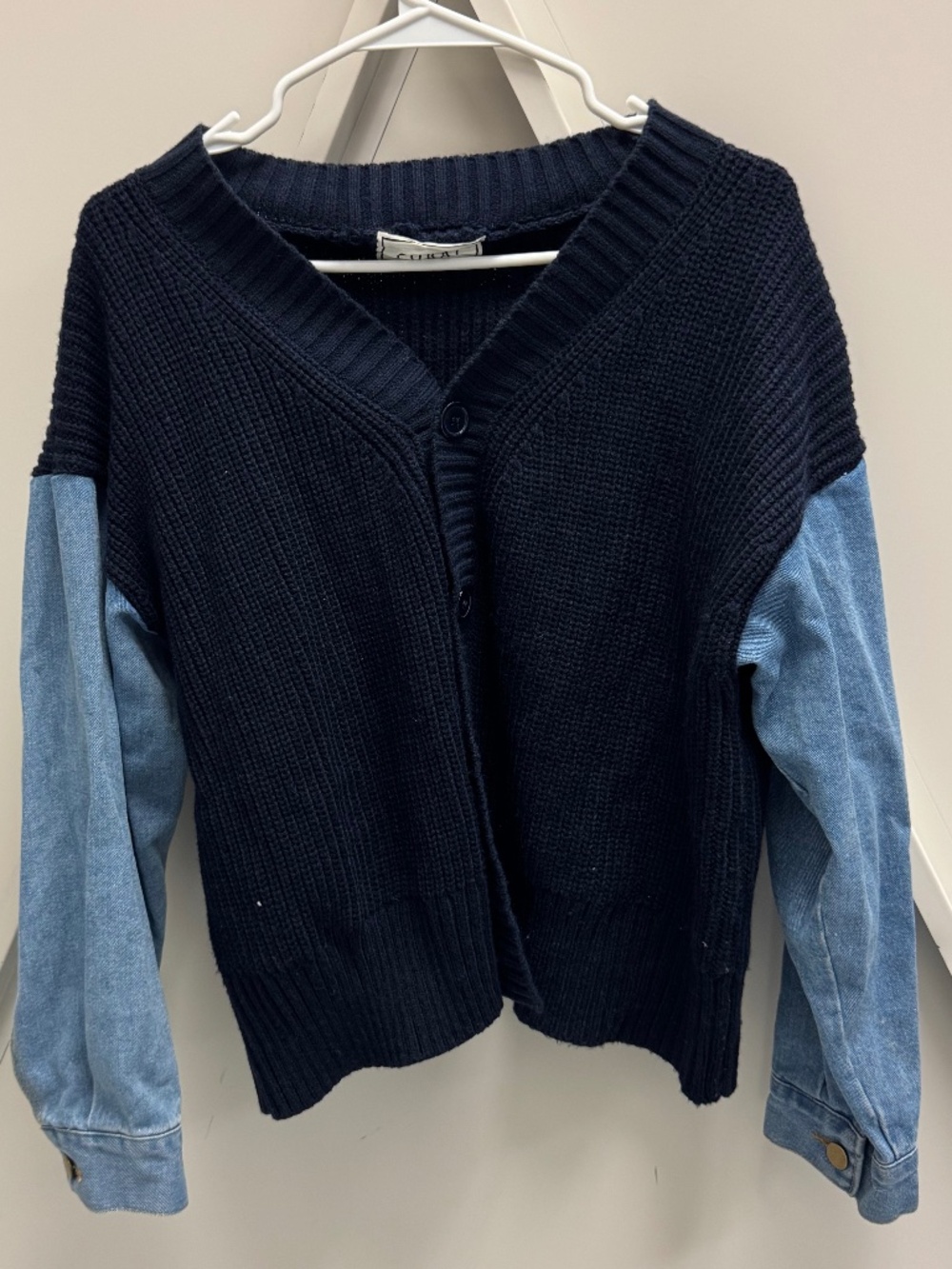 Coral Knit Denim Cardigan Size S